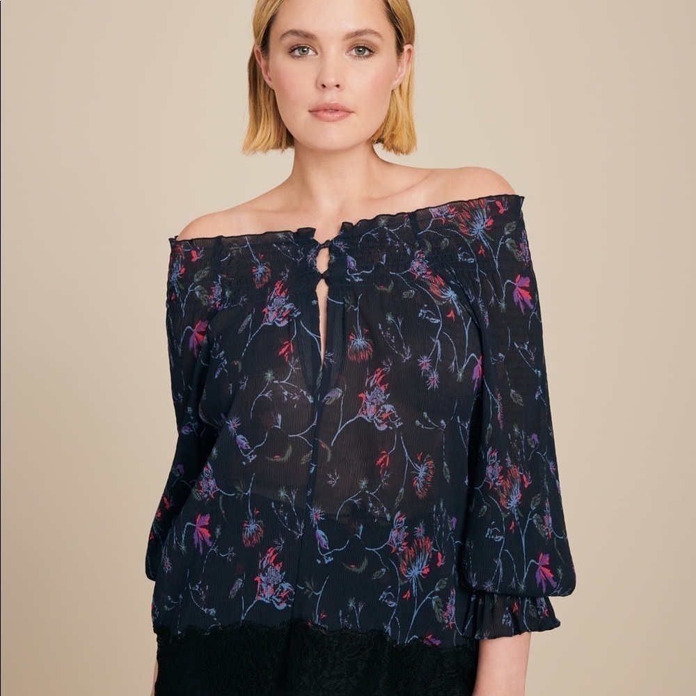 Tanya Taylor Size 0 Vynes Nissa Top Blouse Bishop Sleeves Floral Print $390